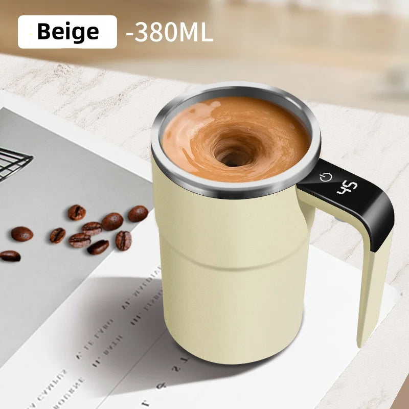 380ML Electric Coffee Self Mixing Mug IP67 Waterproof Coffee Stirring Mug USB Charging Digital Display Automatic Magnetic Cup